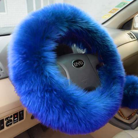 Long Plush Warm Steering Wheel Cover Woolen Handbrake Car Accessory Auto Fur